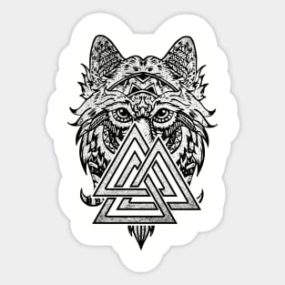 Valknut Symbol and wolf Sticker